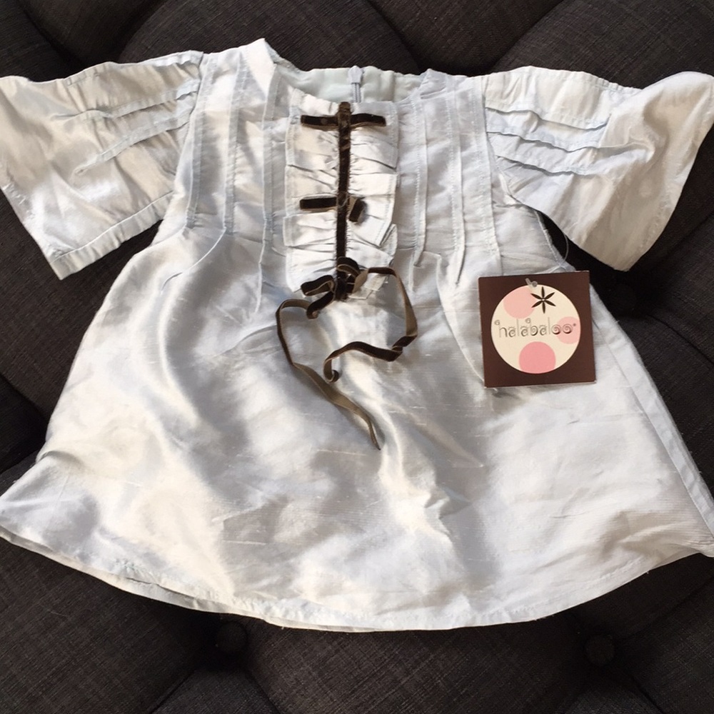 Gorgeous silk baby dress. Light blue.